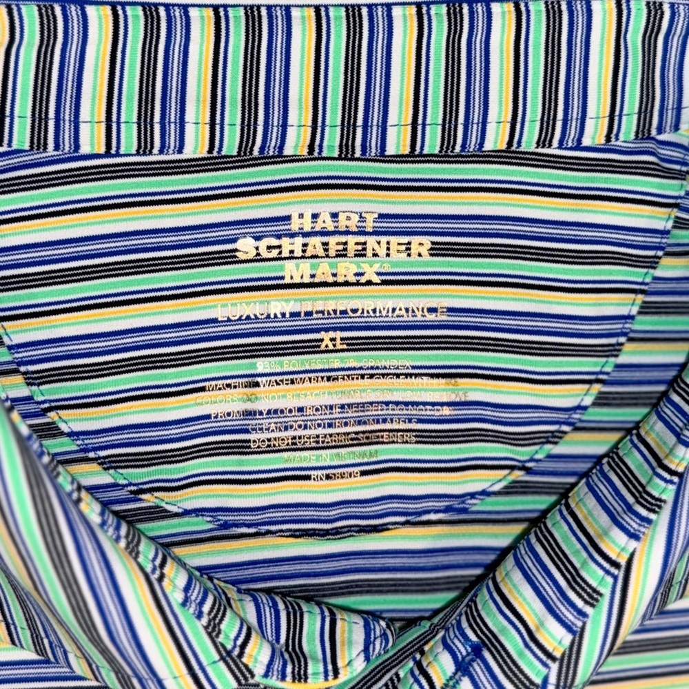 Hart Schaffner Marx Performance Golf Polo Shirt Men’s XL — Blue Green Stripe